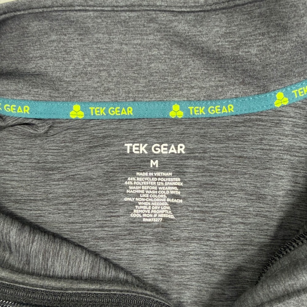 Tek Gear Quarter Zip Pullover Mens M Charcoal Gray Soft Tek UPF 40 Thumbhole NEW - Picture 3 of 8